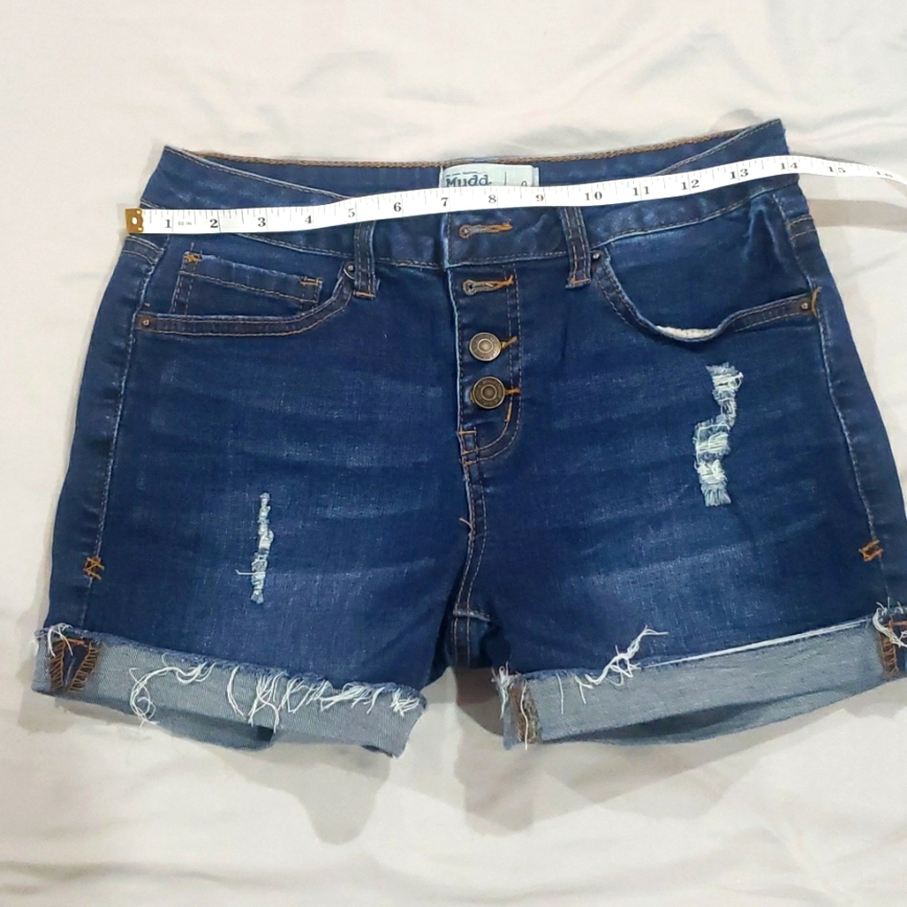 MUDD button up dark Denium jean shorts size 9